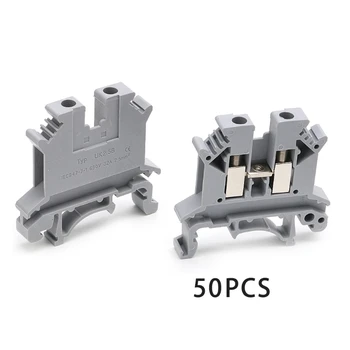 

New Style 50PCS UK-2.5B 32A/800V DIN Rail Universal Terminal Blocks Screw Type Connector High Quality