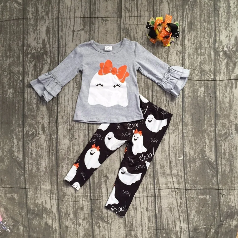 baby girls Fall/ Autumn clothing girls Halloween party outfits kids ghost print Halloween long pants clothes with matching bows baby girls Fall/ Autumn clothing girls Halloween party outfits kids ghost print Halloween long pants clothes with matching bows