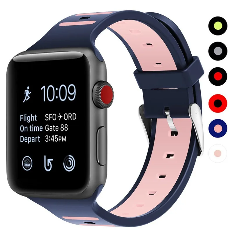 

ASHEI Watchband for Apple Watch 3 Strap 42mm Soft Silicone Wristbelt Replacement Band for iWatch Sport Bands Series 2 1 38mm