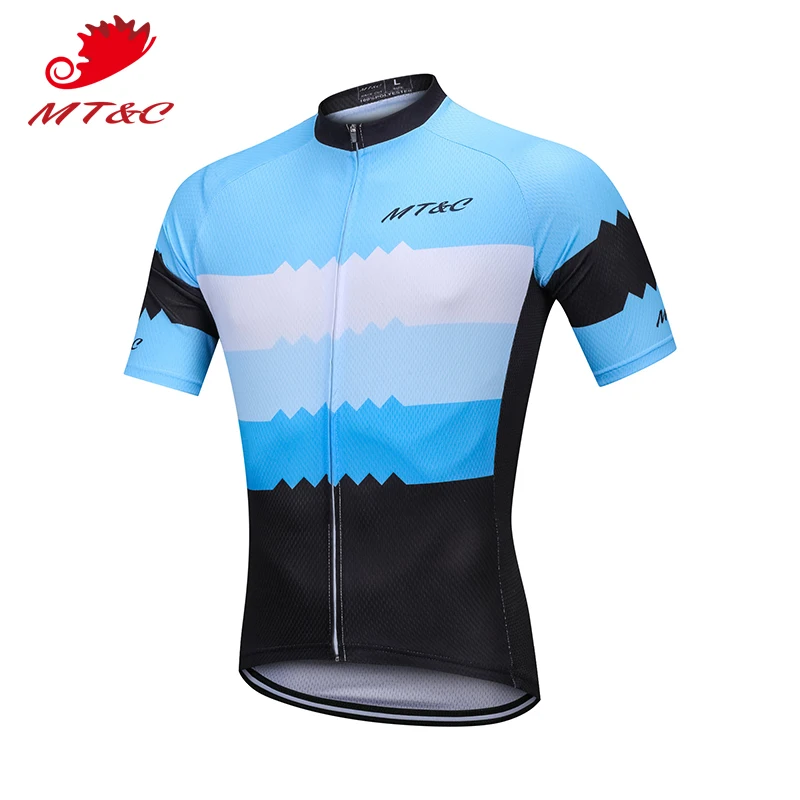 

MT&C Woman Cycling Jersey Blue Sea Waves Stripes Breathable Clothes Quick Dry Polyester Summer Sportswear Pro Teams Bike Clothes
