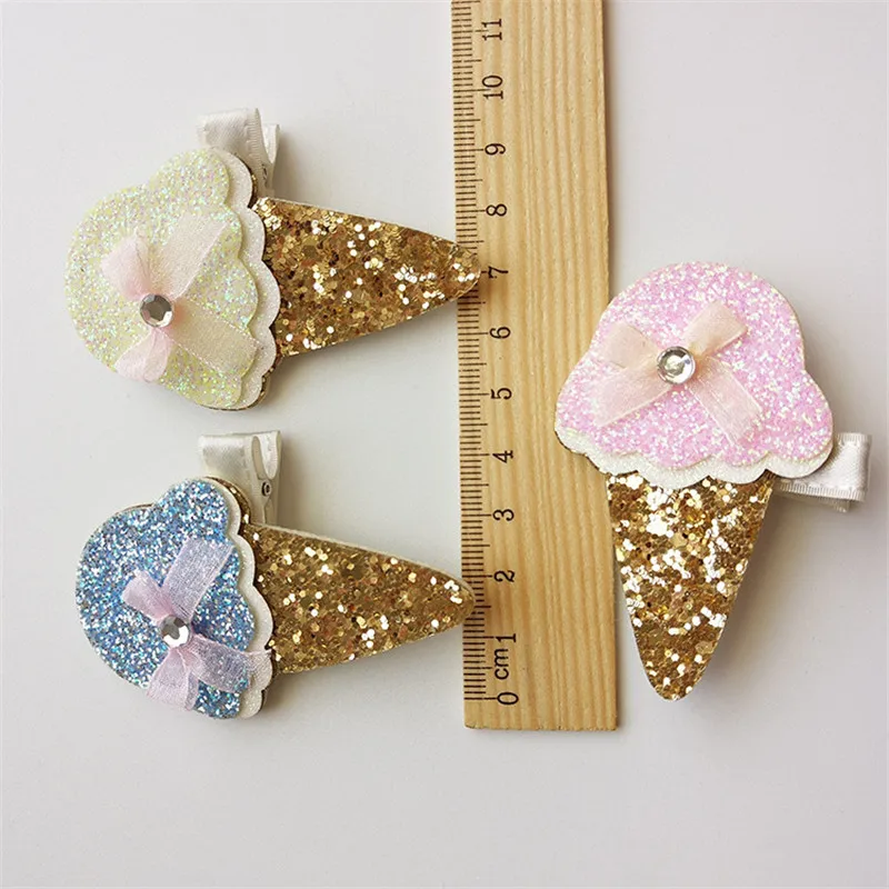 Новое поступление 20 шт./лот милые девушки Glitter Ice Cream детские заколки для волос диадемы для девочек Разноцветные детские шпильки для волос подарок