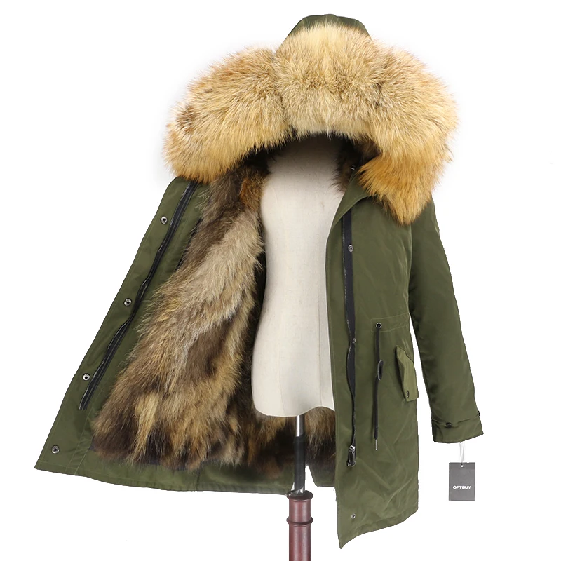 OFTBUY 2019 пальто с натуральным мехом зимняя куртка женская из натурального Лисьего меха Водонепроницаемая парка расцепная верхняя одежда