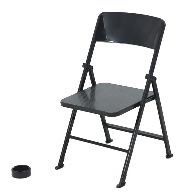 

1/6 Scale Dollhouse Miniature Furniture Folding Chair for Dolls Action Figure Black