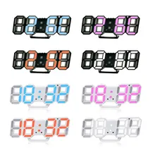 3d led 디스플레이 디지털 벽 시계 전자 현대 디자인 간단한 패션 벽시계 usb 플러그 벽시계 스테레오 시계(China)