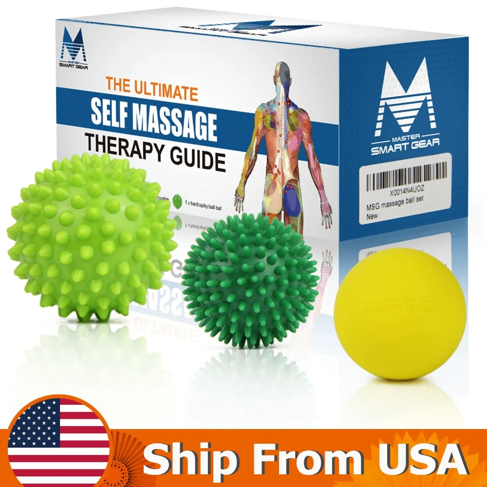 Massage Ball Set for Back Foot Pain Set of 3 Spiky Best for Plantar Fasciitis Treatment with