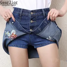 Новая горячая Распродажа Женская Весна Лето Осень вышивка ковбойские шорты Юбки Женская грудь слово джинсовая юбка