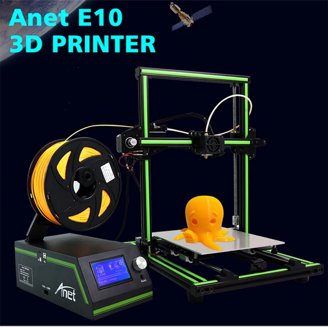 Best Price Anet E10 3D Printer Fast Printing Large Print Size Easy Assembly DIY Kit LCD Screen 8GB SD Card 0.4mm Nozzle Aluminum Hot Bed 