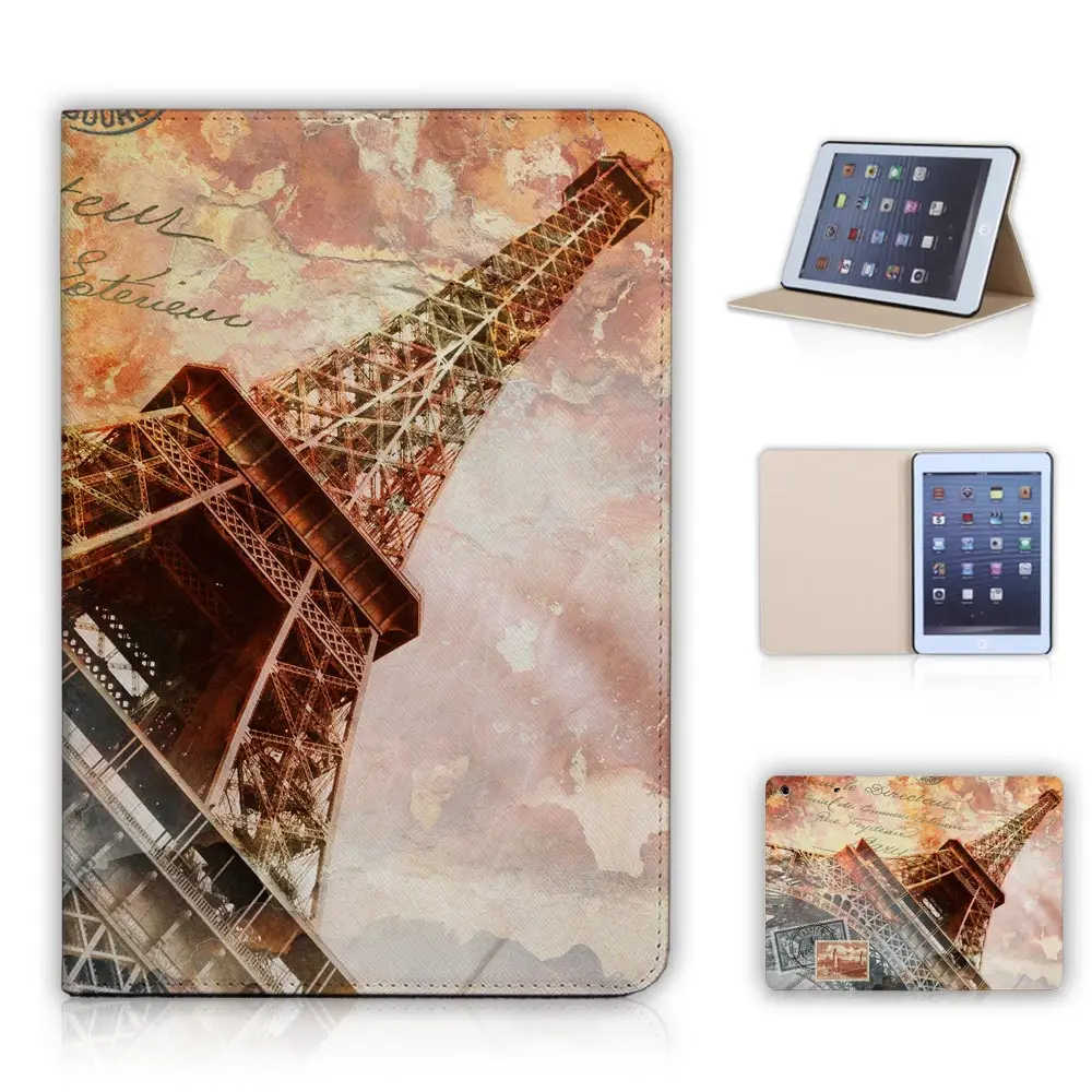 

Hight Quality Eiffel Tower PU Leather Stand Case Cover Stand For Apple iPad mini 1 2 3 Print Pattern with FREE Protector Film