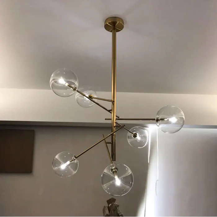 Скандинавский дизайн стеклянная пузырьковая люстра цвета розового золота кованая люстра освещение кухня столовая люстра-спутник