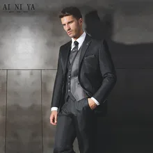 Модный мужской костюм чистого цвета, высококачественный костюм, профессиональный мужской костюм жениха, пиджак по индивидуальному заказу+ брюки+ жилет+ галстук
