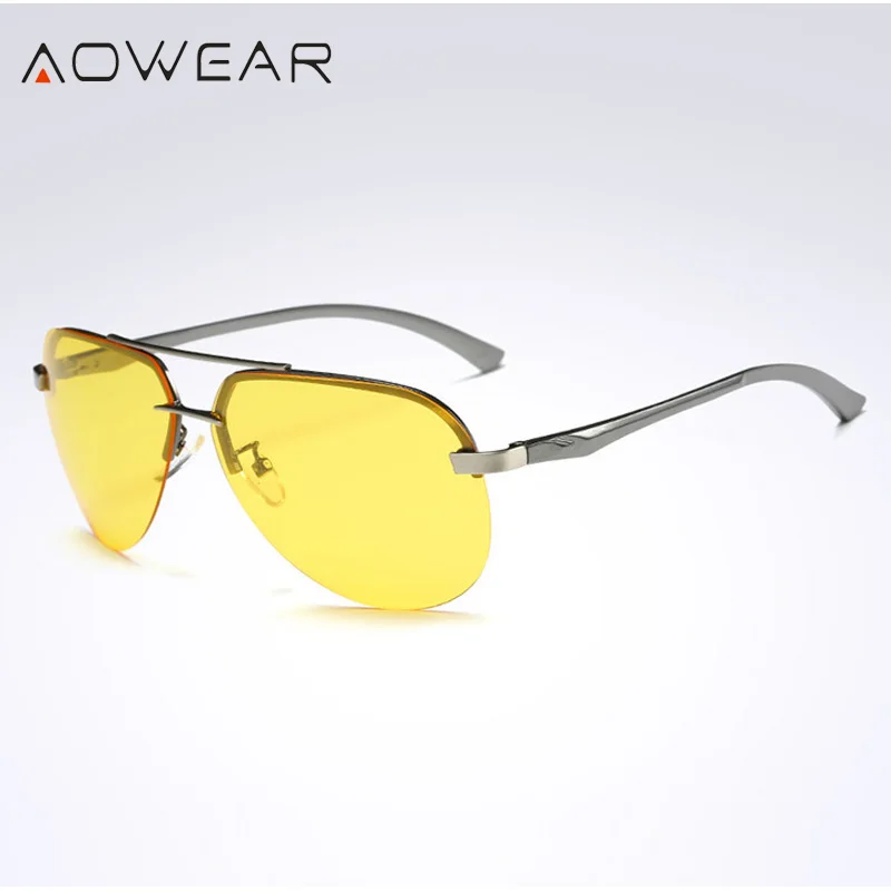 AOWEAR HD очки ночного видения Мужские поляризационные желтые солнцезащитные для