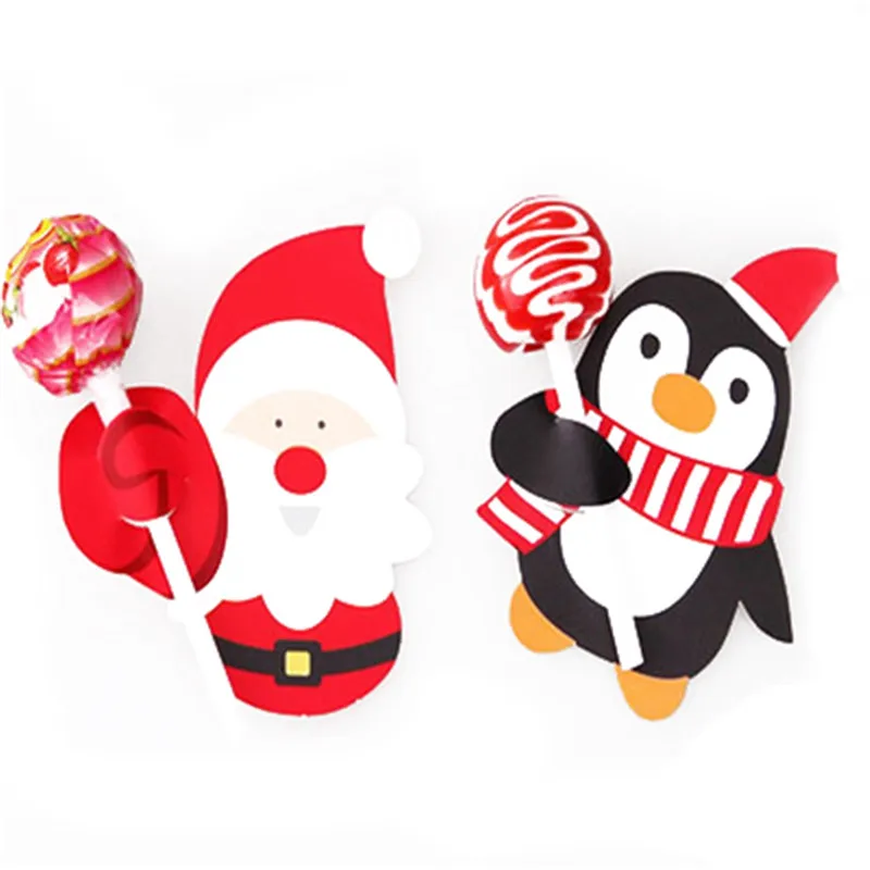 50 шт. Набор рождественских украшений Пингвин Санта Клаус леденец из бумаги открытка рождественские конфеты подарок День Рождения Декор конфет