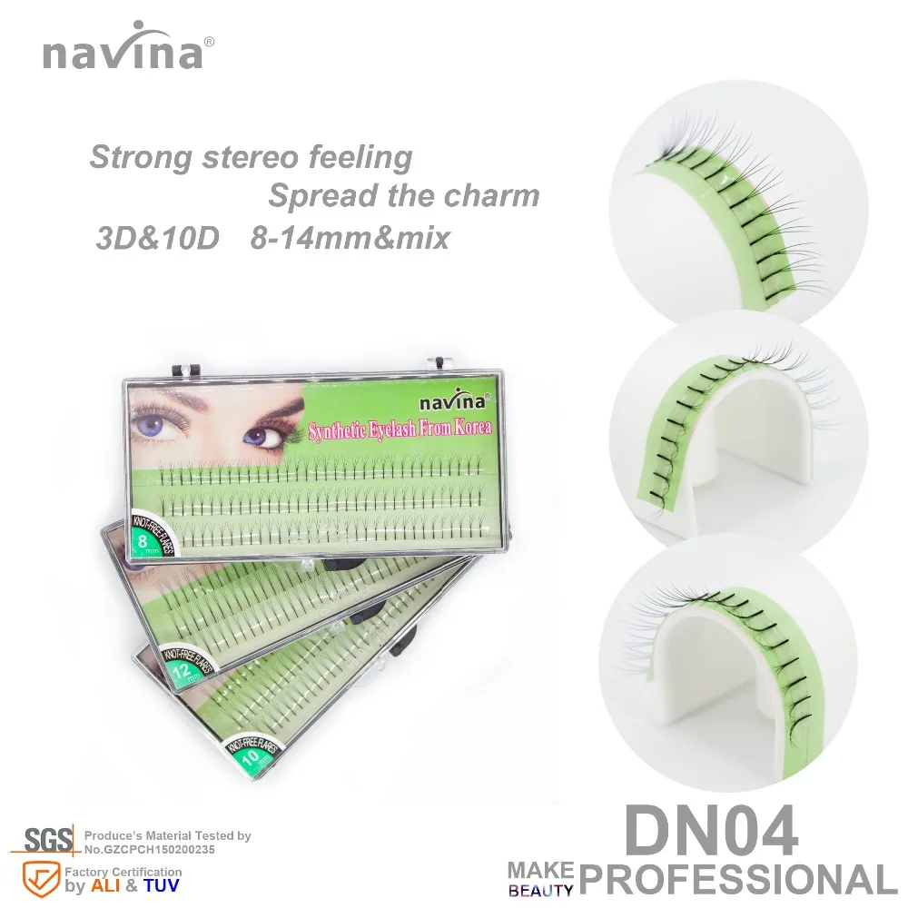 navina Exquisite well-proportioned silk false eyelashes of makeup Curl C Thickness 0.07-0.1mm Petals 3D 10D Length 8-14mm mix | Красота и