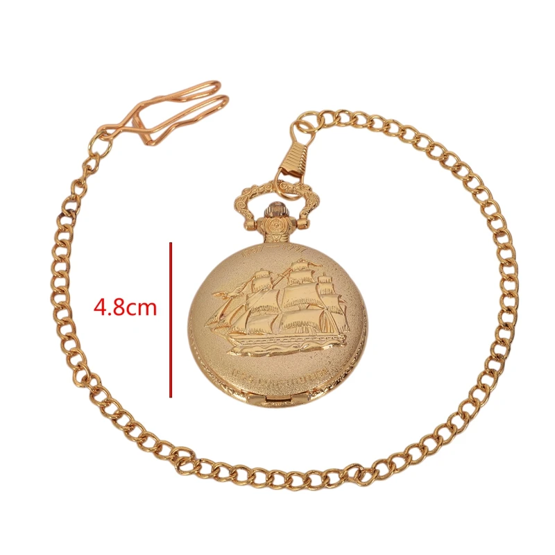 Бронзовый парусный Холст Лодка ожерелье карманные, на цепочке кварцовые часы-кулон