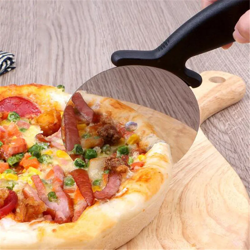 Stainless steel crepe knife Pizza Baking Tools Big Rubber Handle Wheel round rotating special wheel cutter cutting | Дом и сад