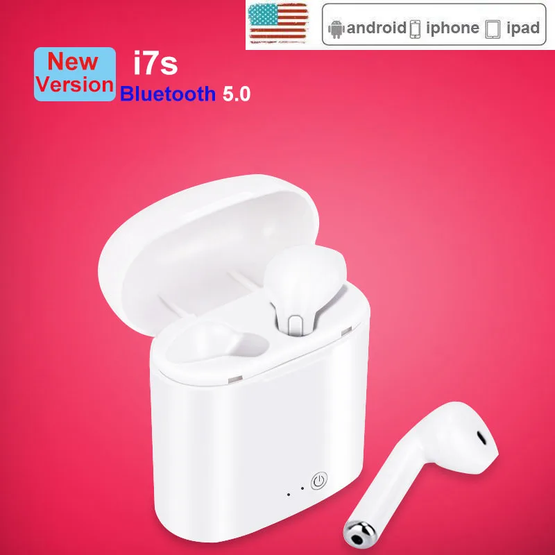 

Wireless Bluetooth i7s Earphones In Ear Stereo Earbud with Charging Box pk i11 i14 i12 tws for Android Apple iPhone 7 auricular