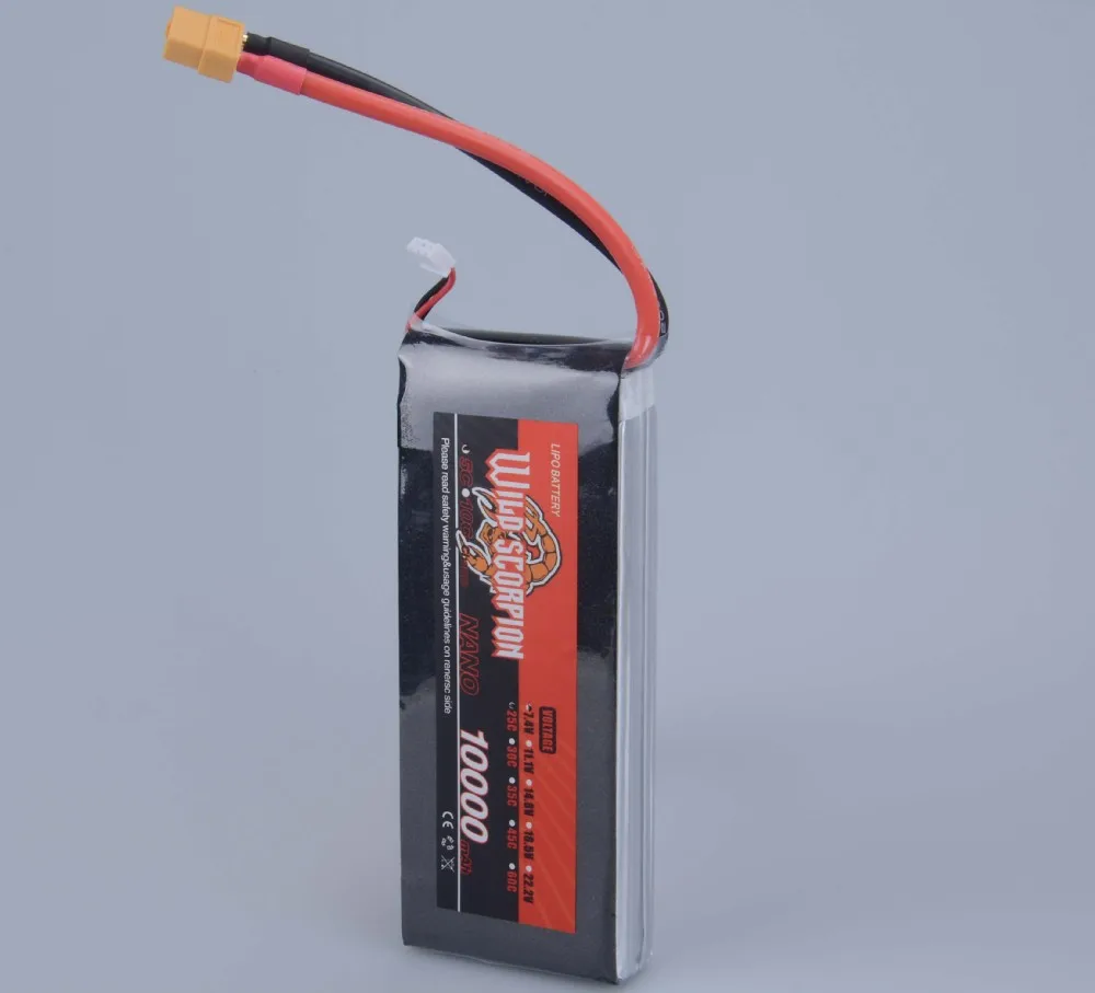 

Wild Scorpion 100% Brand 7.4V 10000mAh 2S 25C Li-po Battery energy sources Multi-rotor helicopter