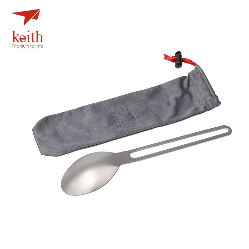 Keith Titanium largo mango hueco cuchara cubiertos de Camping Ultra ligero viaje Tablewares Picnic senderismo cuchara conveniente 17g Ti5313