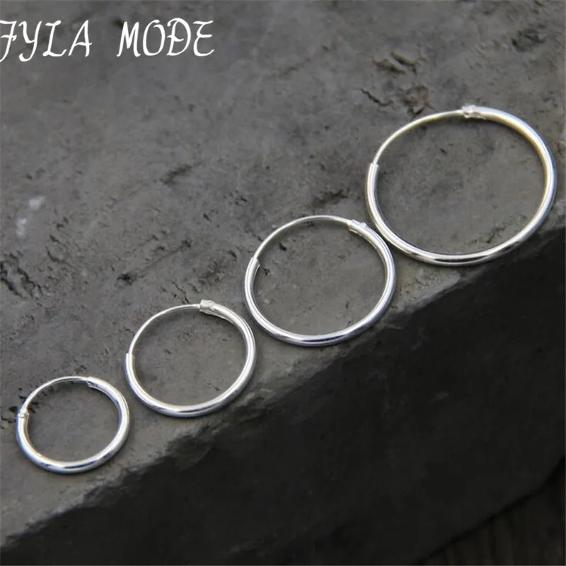 

New 925 Sterling Silver Fine Smooth Exaggerated Circle Hoop Earrings For Women Earings Simple Sterling-silver-jewelry 14mm 20mm