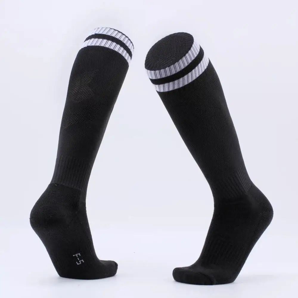 Мужские спортивные футбольные носки наивысшего качества футбольные носки для мальчиков прочные плотные детские футбольные носки с козырьком для взрослых HD-07 - Цвет: black