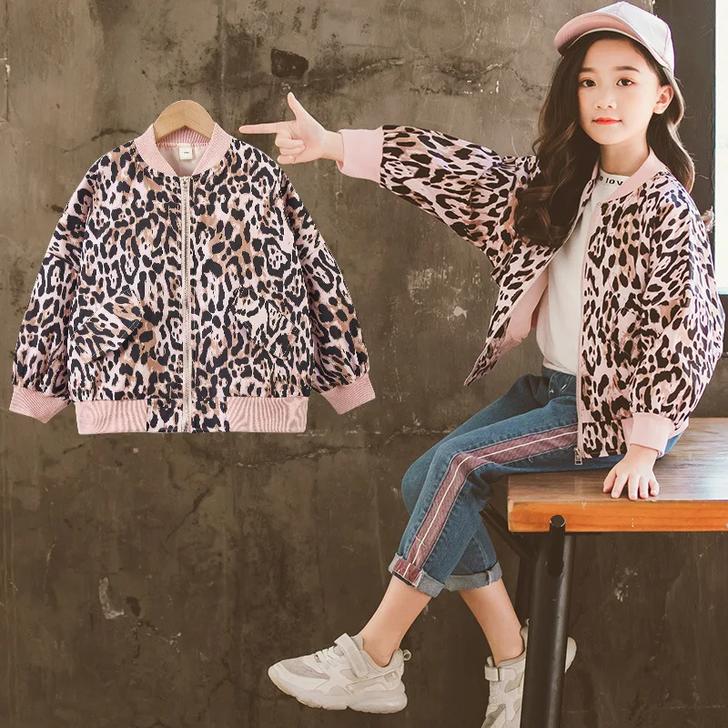

2019 Newest Arrival Spring Autumn Children Coat Leopard Coat Jacket Girls Outerwear Clothing Jackets High Quality