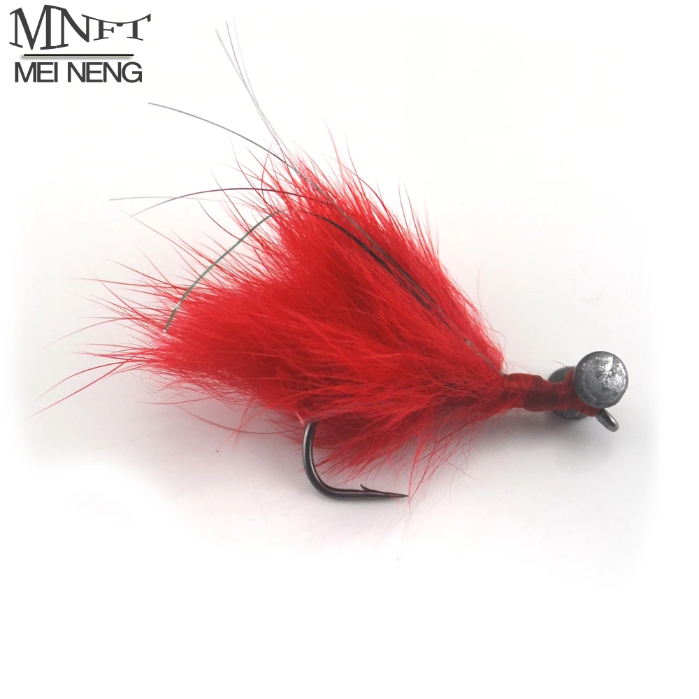 

MNFT 6Pcs/Lot Lead Head Fly Flies Fishing Lure Red Princess Body Nymph Trout Bait Fishing Barbs Hooks