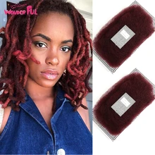 Бразильские волосы remy афро кудрявые объемные человеческие волосы для плетения 1 упаковка 50 г/шт. цвет 99J косички волос не уток винно-красный