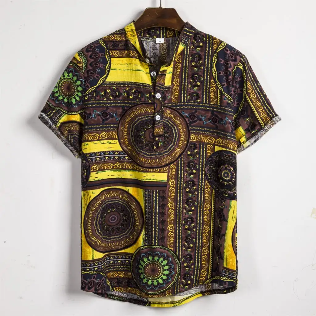 Гавайская рубашка, тропические льняные рубашки, мужские круглые повседневные свободные рубашки с коротким рукавом, летние топы, пляжные рубашки - Цвет: Style 5