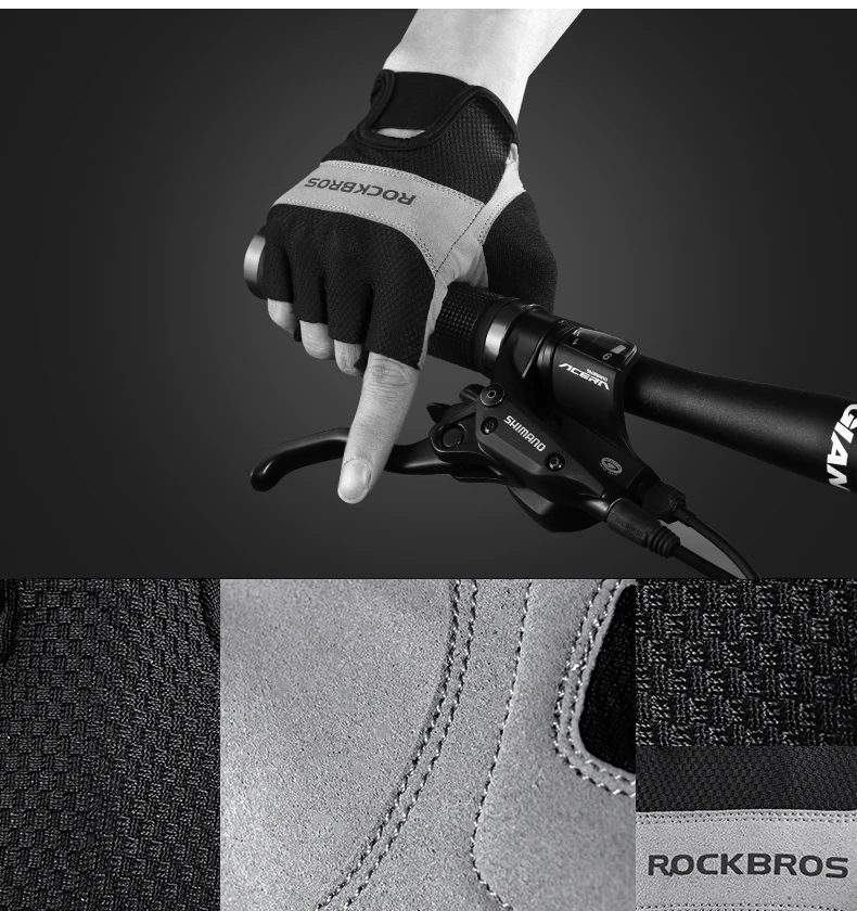 ROCKBROS перчатки Велоспорт велосипед Половина перчатки с короткими пальцами дышащий противоударный MTB дорожный велосипедные перчатки мужские спортивные Велоспорт оборудование