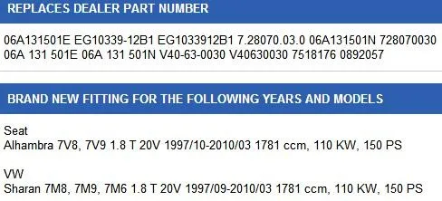 Клапан рециркуляции выхлопных газов для VW Sharan, Seat Alhambra 1,8 T 20V 06A131501E EG10339-12B1 EG1033912B1 7.28070.03.0 06A131501N 728070030 V40-63-0030