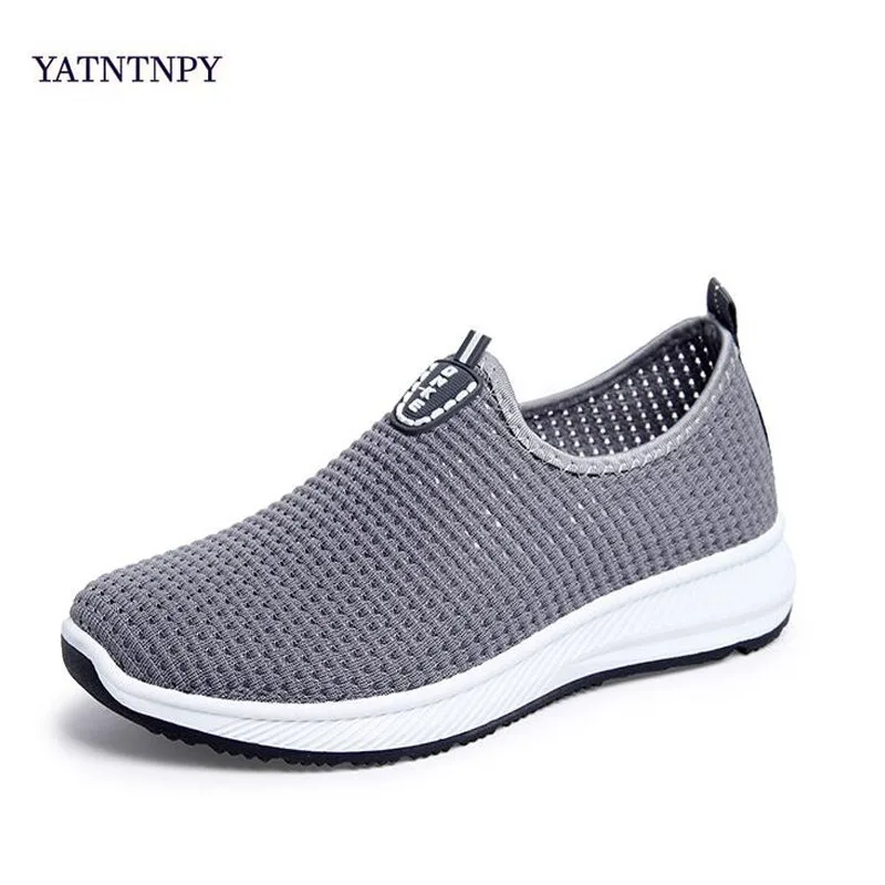 YATNTNPY Fashion Breathable Mesh Men Shoes Non-slip Rubber Sole Man Shoes 2019 Summer Autumn Plus Size 39-44 Male Black Shoes