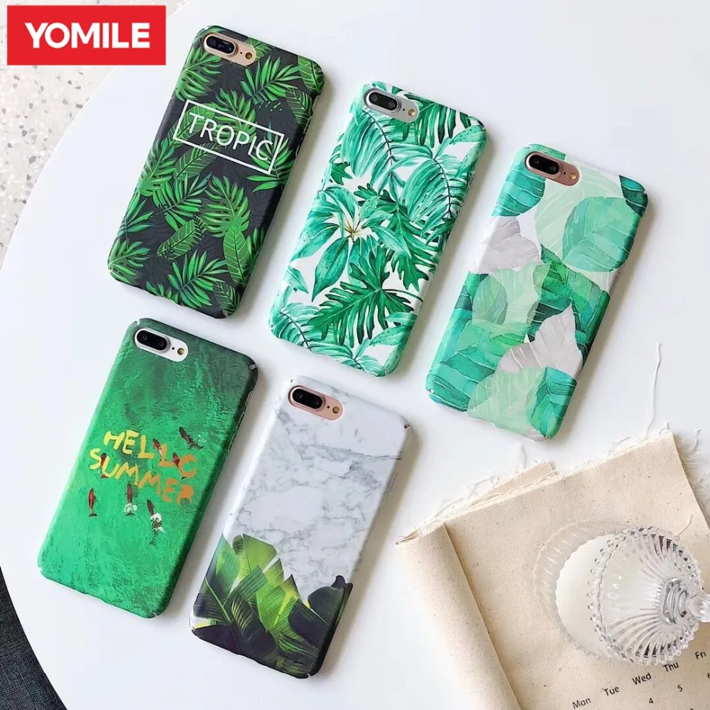 YOMILE Tropical Green Leaves Phone Case For iPhone 7 Plus