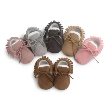 

Baby Boy Girl Moccasins Shoes Fringe Soft Soled Non-slip Footwear Crib Shoes PU Suede Leather Newborn First Walkers Shoes