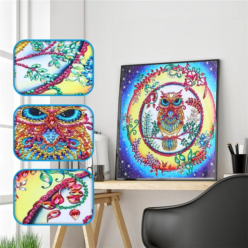 

Diamond Painting partial special shaped Animals Diamond Embroidery Sale flower light Owl Pictures With Rhinestones Home Decor