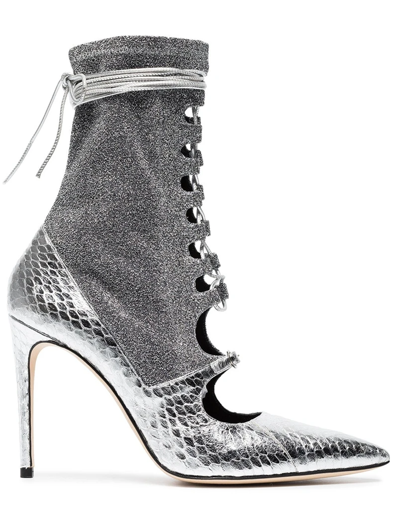 

Dipsloot Ladies Fashion Patchwork Cut-outs Dress Party Shoes Women Pointed Toe Lace-up Gladiator Sandals Boots Girls High Heels