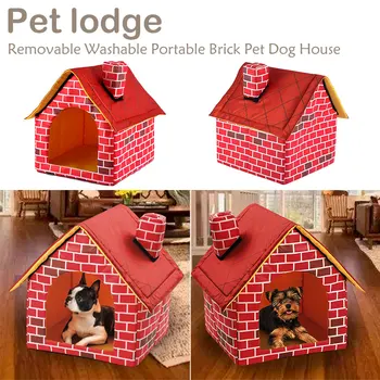 

Warm Portable Red Brick Dog House Beds For Small Medium Dogs Pet Products House Pet Beds for Cat