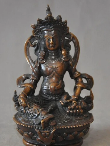 

006413 tibetan buddhism fane bronze Yellow Jambhala mammon mouse god buddha statue
