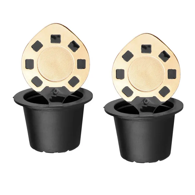 Cheap 2pcs Refillable Reusable Capsule Coffee Filters Set with Spoon Nespresso coffee filter