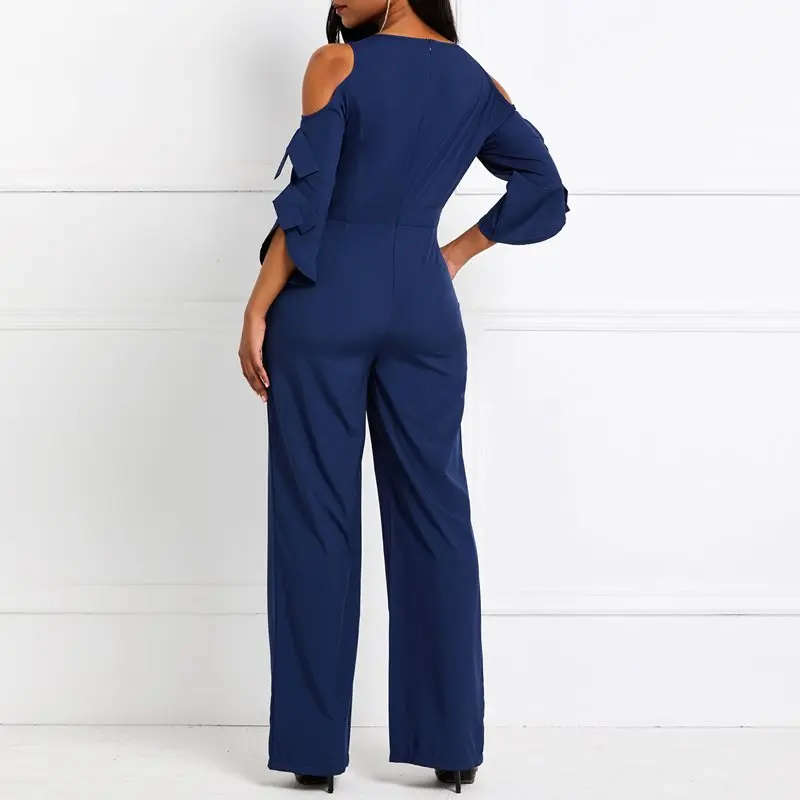 Office Jumpsuit Women Sexy Off Shoulder Blue Elegant Wide Leg Pants African Fashion Long Jumpsuits Riffle Pocket Summer Overalls Office Jumpsuit Women Sexy Off Shoulder Blue Elegant Wide Leg Pants African Fashion Long Jumpsuits Riffle Pocket Summer Overalls