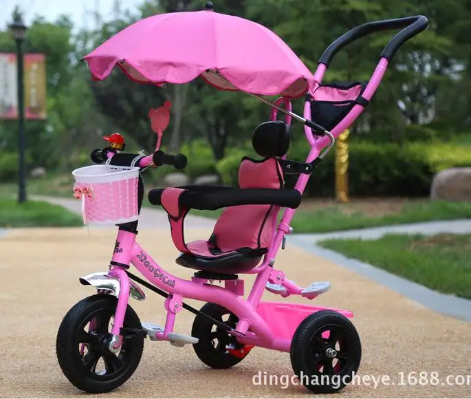 

NEW 2017 With Umbrella New Shade Children Pedal Tricycle Baby Trolley Child Bike Inflatable Rubber Wheel Tire Stroller