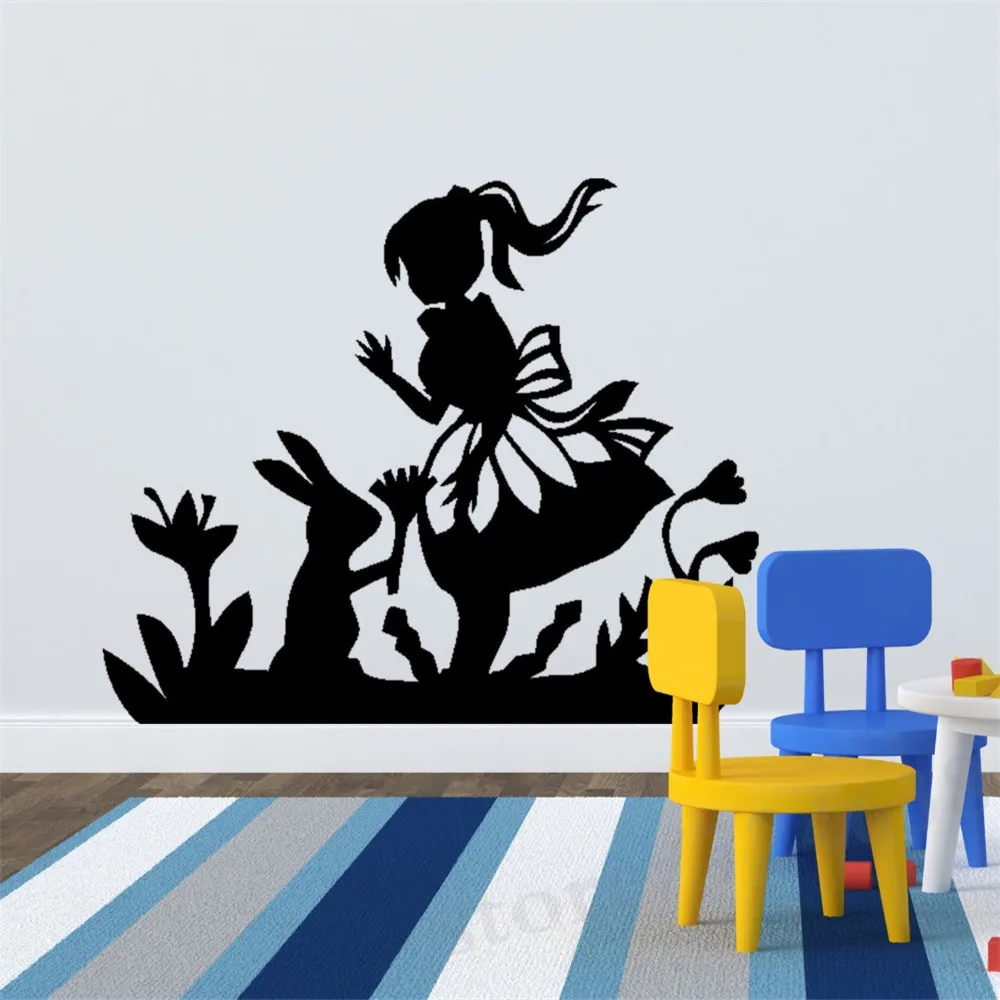 Alice and the Rabbit Wall Sticker Alice in Wonderland Removable PVC