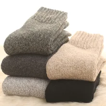 1 пара, мериносовая шерсть, осень и зима, плюшевые теплые мужские носки, толстый хлопок, шерсть, петля, платье, носки, мужские полотенца, плюш, Slacky, зима