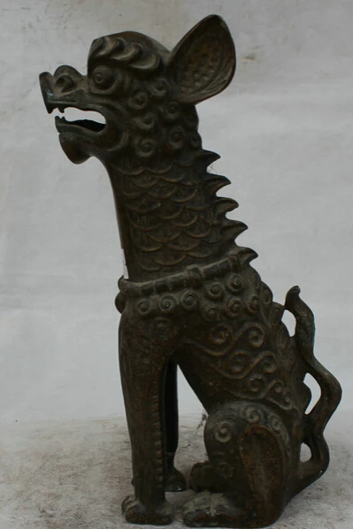 

JP S0524 14" Chinese Bronze animal Folk Fengshui Zodiac Year Dog Beast Statue sculpture B0403