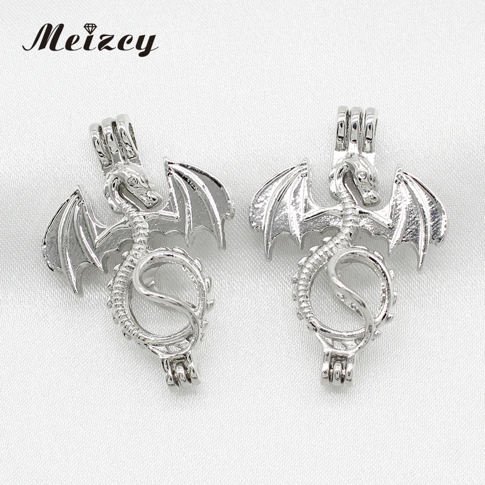 10pcs Silver Plated Flying Dragon Pearl Cage Diffuser Lockets Pendant for Aromatherapy Perfume Essential Oil Necklace Making 2