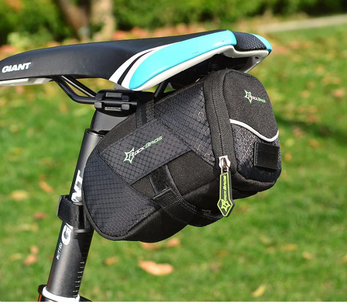 Top ROCKBROS Bicycle Bike Rear Bag Rainproof Nylon Bike Saddle Tube Bag Outdoor Cycling Mountain Bike Back Seat Tail Pouch Package 20