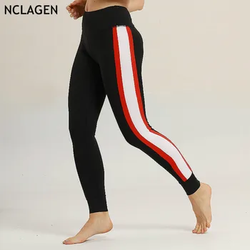 

NCLAGEN 2019 New Spring Contrast Color Patchwork Butt Leggings Elasticity Pencil Pants High Waist Capris Sudadera Booty Leggings