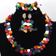 Сказочный Коралл Бусины Цепочки и ожерелья комплект ювелирных изделий красочный Африканский комплект ювелирных изделий костюма Свадебные комплект ювелирных изделий cj601