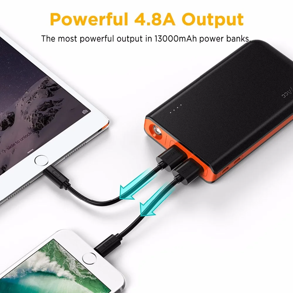 Внешний аккумулятор EasyAcc 13000 мАч два порта USB быстрая зарядка 18650 Внешнее зарядное