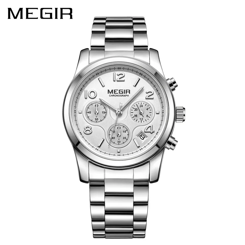 

MEGIR Women quartz Chronograph watch Rose Gold Steel Band Bracelet watch waterproof fashion women dress watch relogios feminino