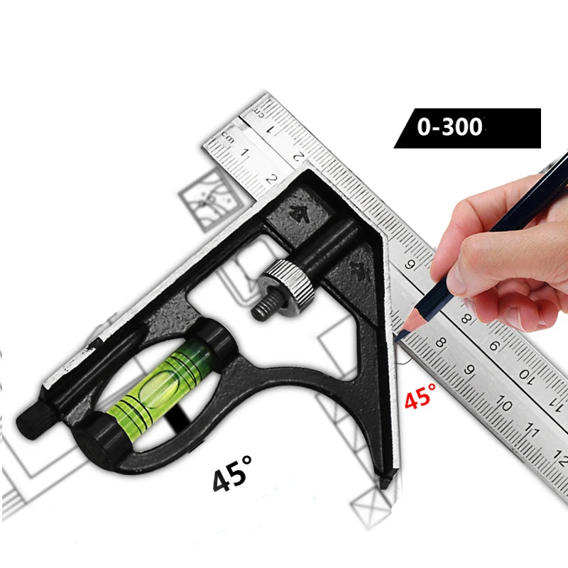 300 мм Регулируемый набор инженеров, квадратный набор, горизонтальный угол линейки для деревообрабатывающих инструментов, прямоугольная линейка